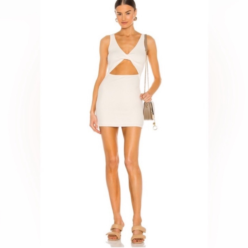 NWT Lovers & friends sleeveless cut out ribbed fitted mini dress ivory XS